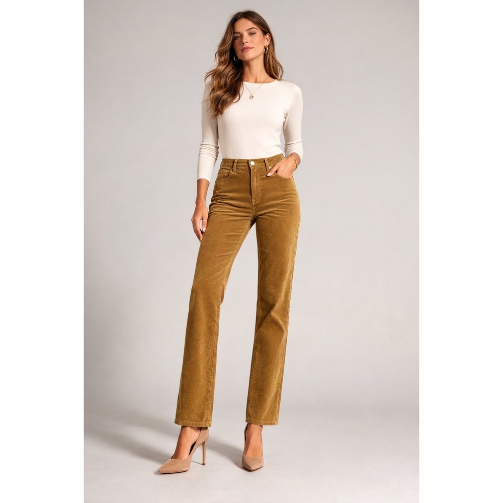 Levi's Women's‎ Low Pro Straight Corduroy Pants 28 x L30 Brown Tan Straight Leg